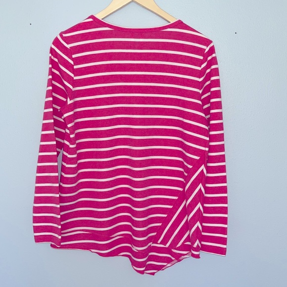 Nic+Zoe Long Sleeve Asymmetric‎ Hem Striped Pink White Size S - Picture 2 of 13
